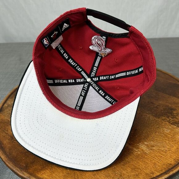 Adidas NBA Hat Miami Heat Snapback Baseball Cap Red Black Wool Blend Embroidered - Picture 7 of 13